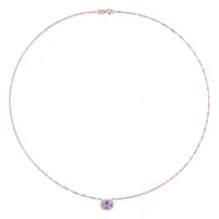 Julianna B 10K Rose Gold Oval Amethyst and Diamond Necklace