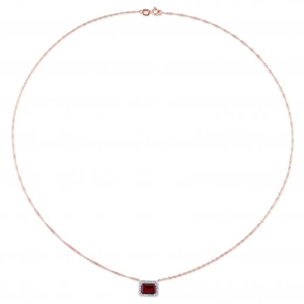 Julianna B 10K Rose Gold Garnet and Diamond Necklace