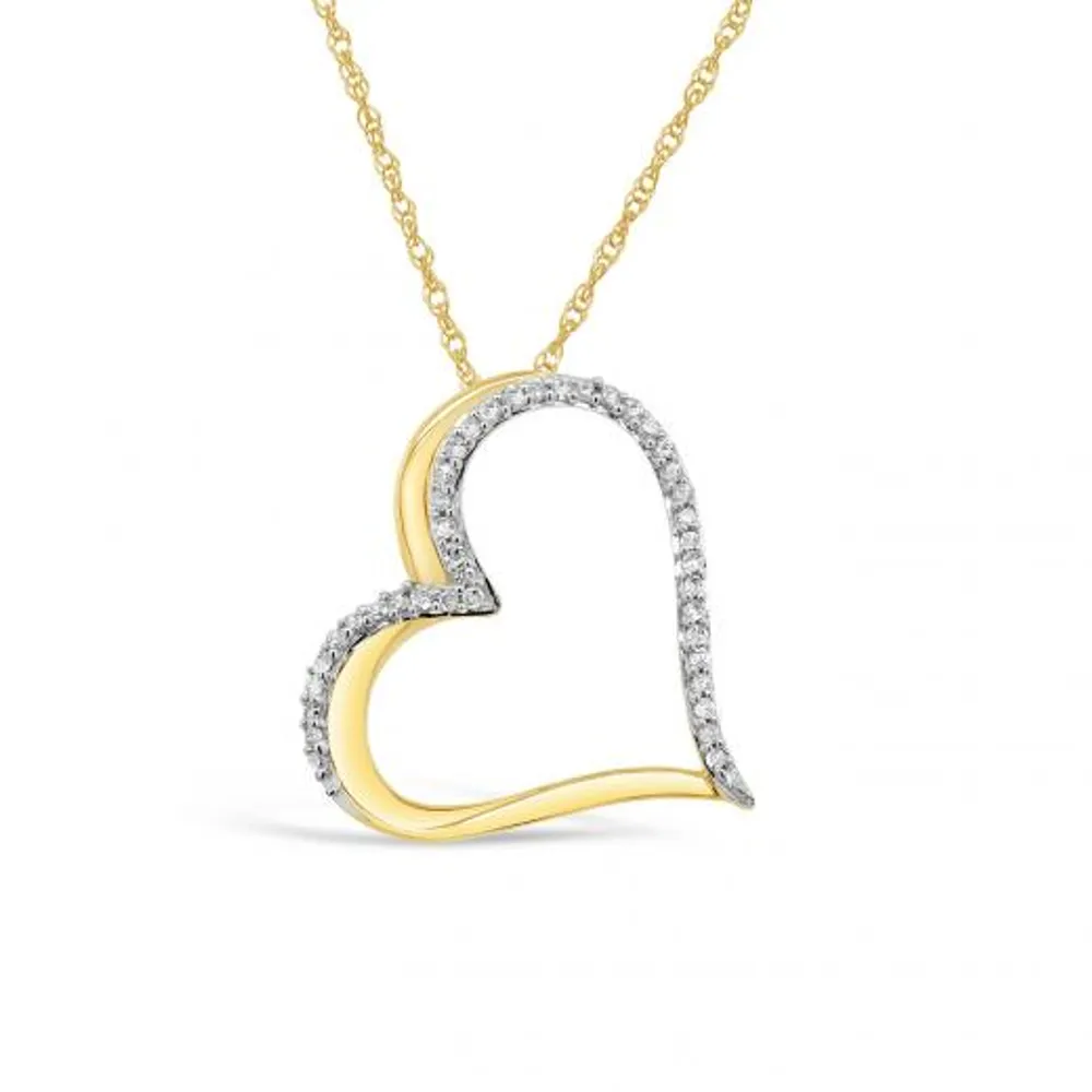 10K Yellow Gold Diamond Heart Pendant