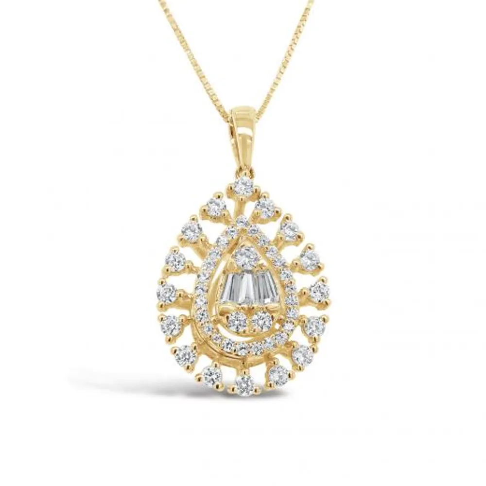 10K Yellow Gold 0.50CTW Diamond Teardrop Pendant