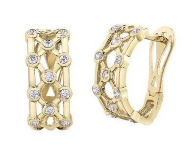 10K Yellow Gold 0.50CTW Diamond Hoop Earrings