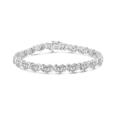 Sterling Silver 0.23CTW Diamond Heart Bracelet