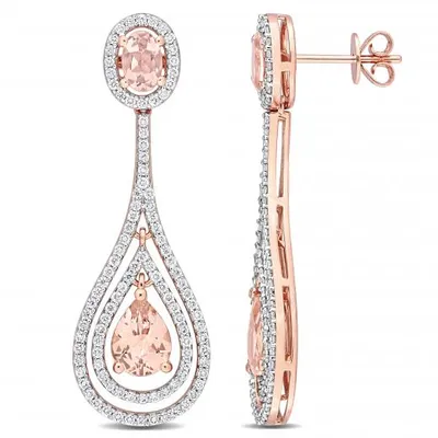 Julianna B 14K Rose Gold Diamond and Morganite Fashion Post Earrings