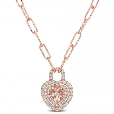 Julianna B Sterling Silver 18K Rose Gold Plated Morganite & White Topaz Necklace