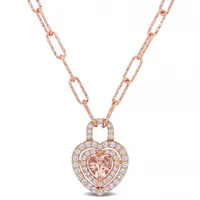 Julianna B Sterling Silver 18K Rose Gold Plated Morganite & White Topaz Necklace