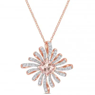 Julianna B Sterling Silver Rose Plated Morganite and White Topaz Necklace