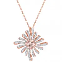 Julianna B Sterling Silver Rose Plated Morganite and White Topaz Necklace