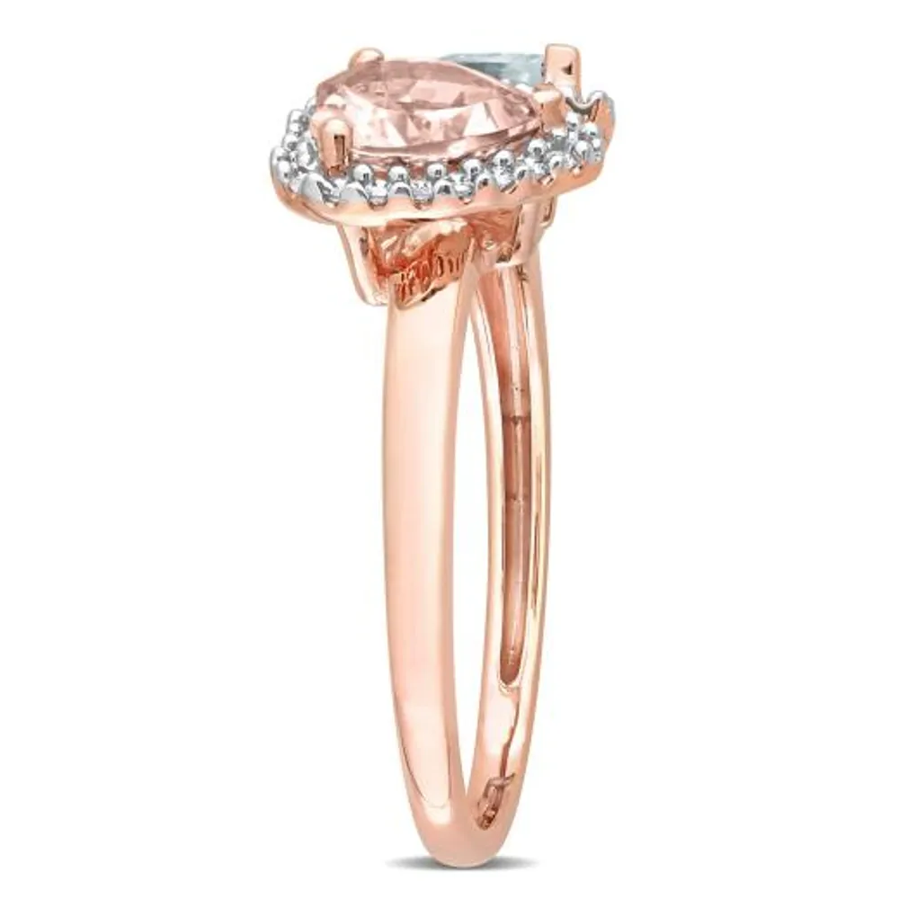 Julianna B 10K Rose Gold Morganite, Aquamarine & Diamond Ring