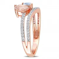 Julianna B 10K Rose Gold Morganite and Aquamarine Diamond Ring