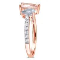 Julianna B 10K Rose Gold Aquamarine and Morganite and White Topaz Ring