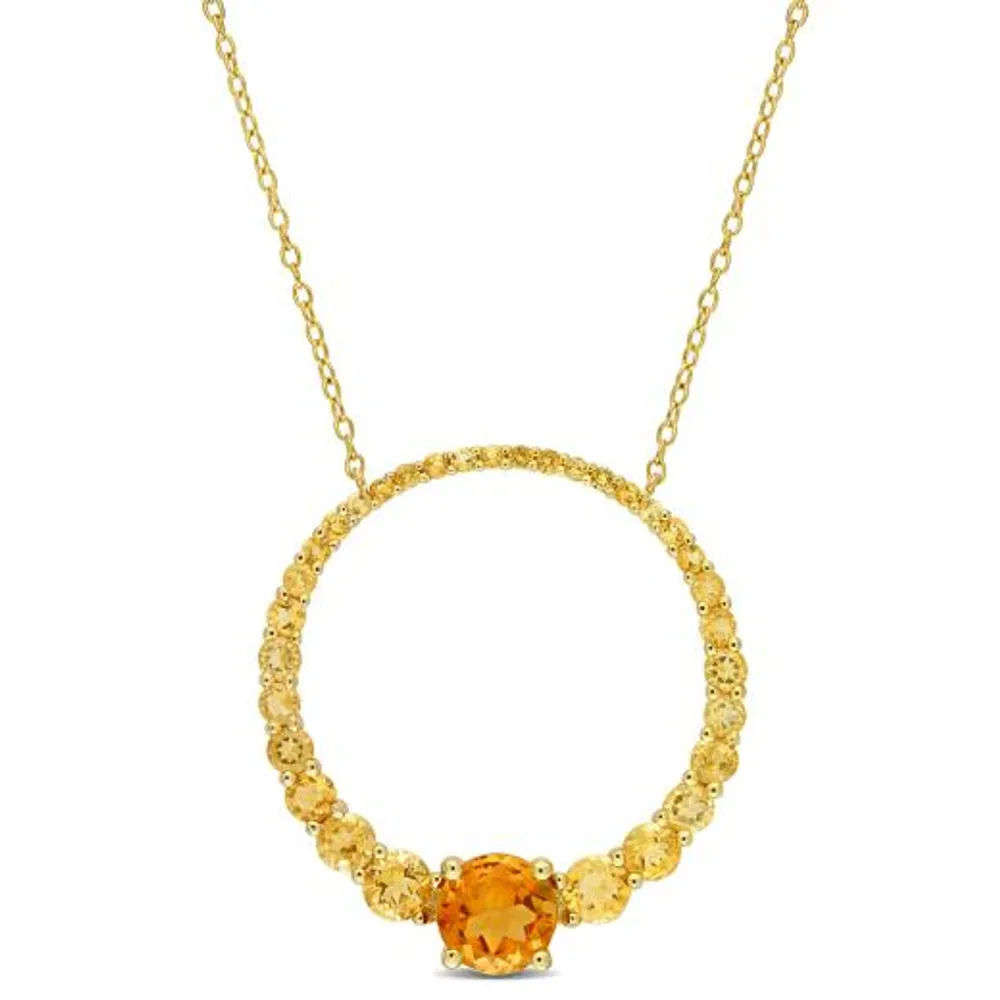 Julianna B Sterling Silver 18K Gold Plated Citrine 18" Circle Pendant