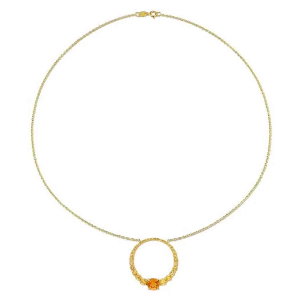 Julianna B Sterling Silver 18K Gold Plated Citrine 18" Circle Pendant