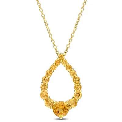 Julianna B Sterling Silver 18K Gold Plated Citrine 18" Teardrop Pendant