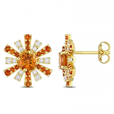 Julianna B Sterling Silver 18KGP Madeira Citrine and White Topaz Earrings