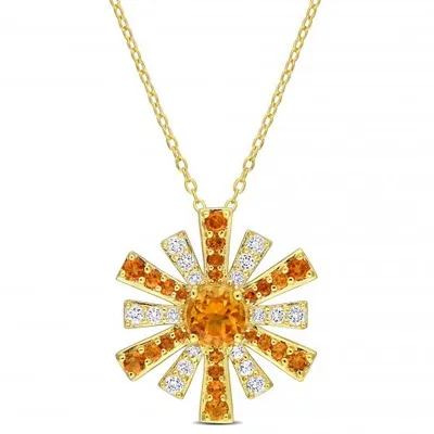 Julianna B Sterling Silver 18K Gold Plated Citrine and White Topaz Pendant