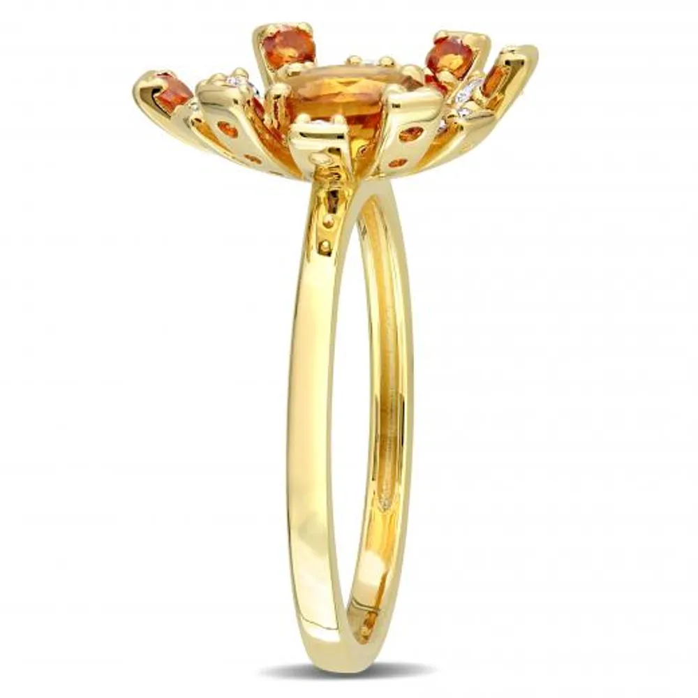 Julianna B Sterling Silver 18KGP Madeira Citrine and White Topaz Ring