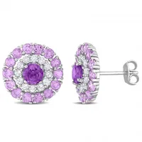 Julianna B Sterling Silver Amethyst and White Topaz Stud Earrings