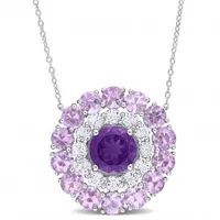 Julianna B Sterling Silver Amethyst and White Topaz 18" Pendant