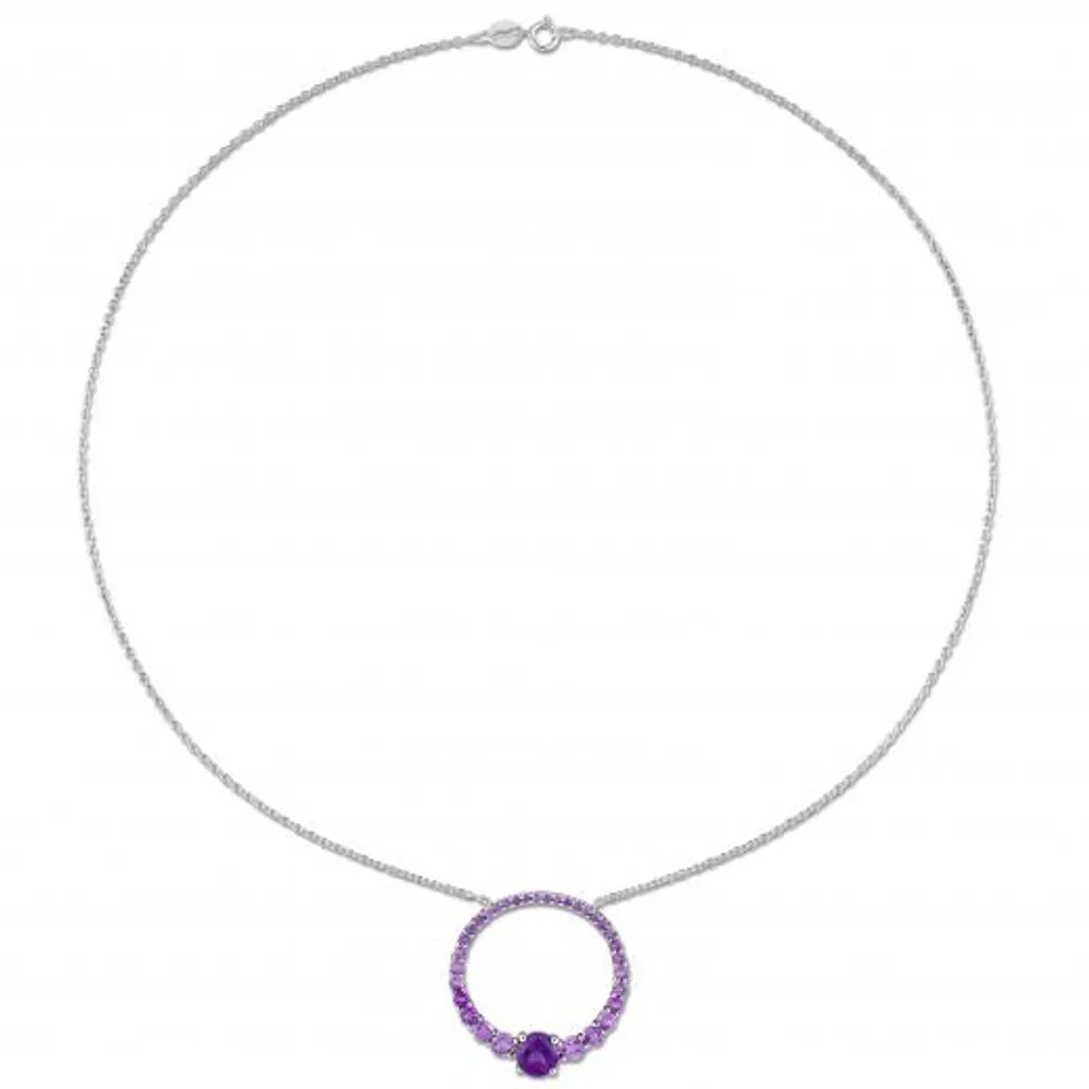 Julianna B Sterling Silver Amethyst Circle of Life 18" Pendant