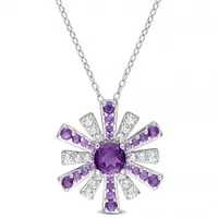 Julianna B Sterling Silver Amethyst and White Topaz 18" Pendant