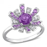 Julianna B Sterling Silver Amethyst and White Topaz Ring