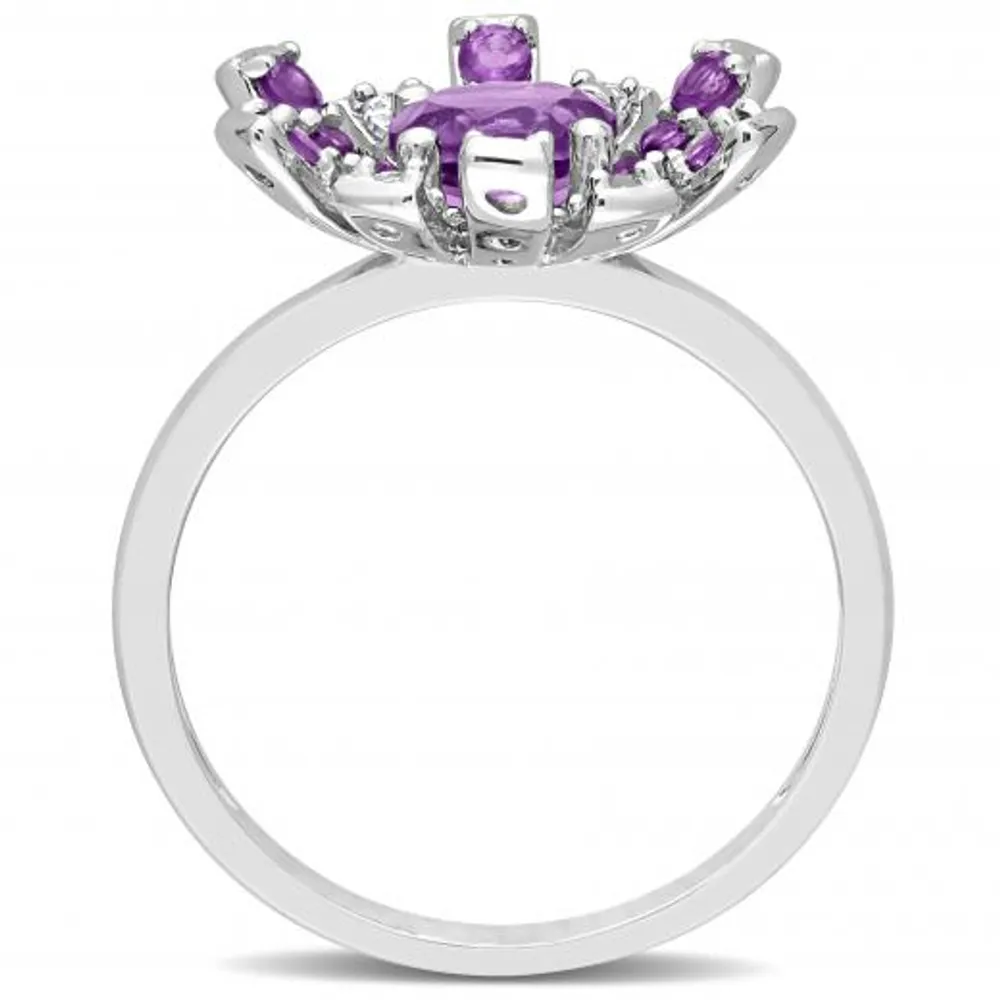 Julianna B Sterling Silver Amethyst and White Topaz Ring