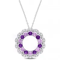 Julianna B Sterling Silver Amethyst and White Topaz 18" Pendant