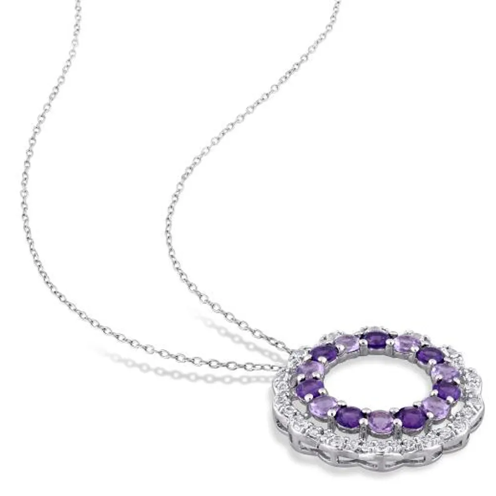 Julianna B Sterling Silver Amethyst and White Topaz 18" Pendant