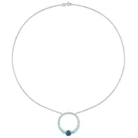 Julianna B Sterling Silver Topaz 18" Graduated Open Circle Pendant