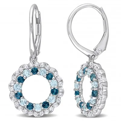 Julianna B Sterling Silver Topaz Drop Leverback Earrings