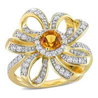 Julianna B Sterling Silver 18K Yellow Gold Plated Citrine and White Topaz Ring