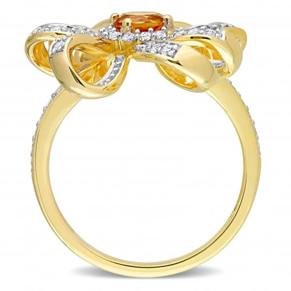 Julianna B Sterling Silver 18K Yellow Gold Plated Citrine and White Topaz Ring