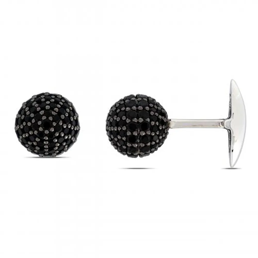 Julianna B Sterling Silver Black Spinel Circular Cluster Cufflinks