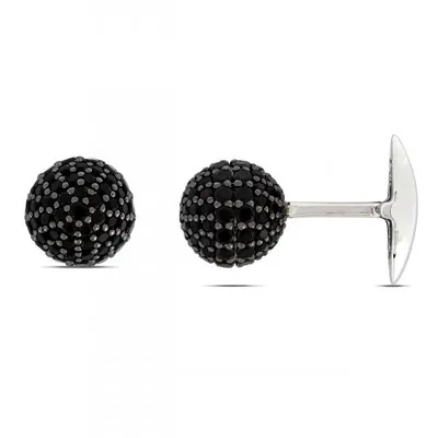 Julianna B Sterling Silver Black Spinel Circular Cluster Cufflinks