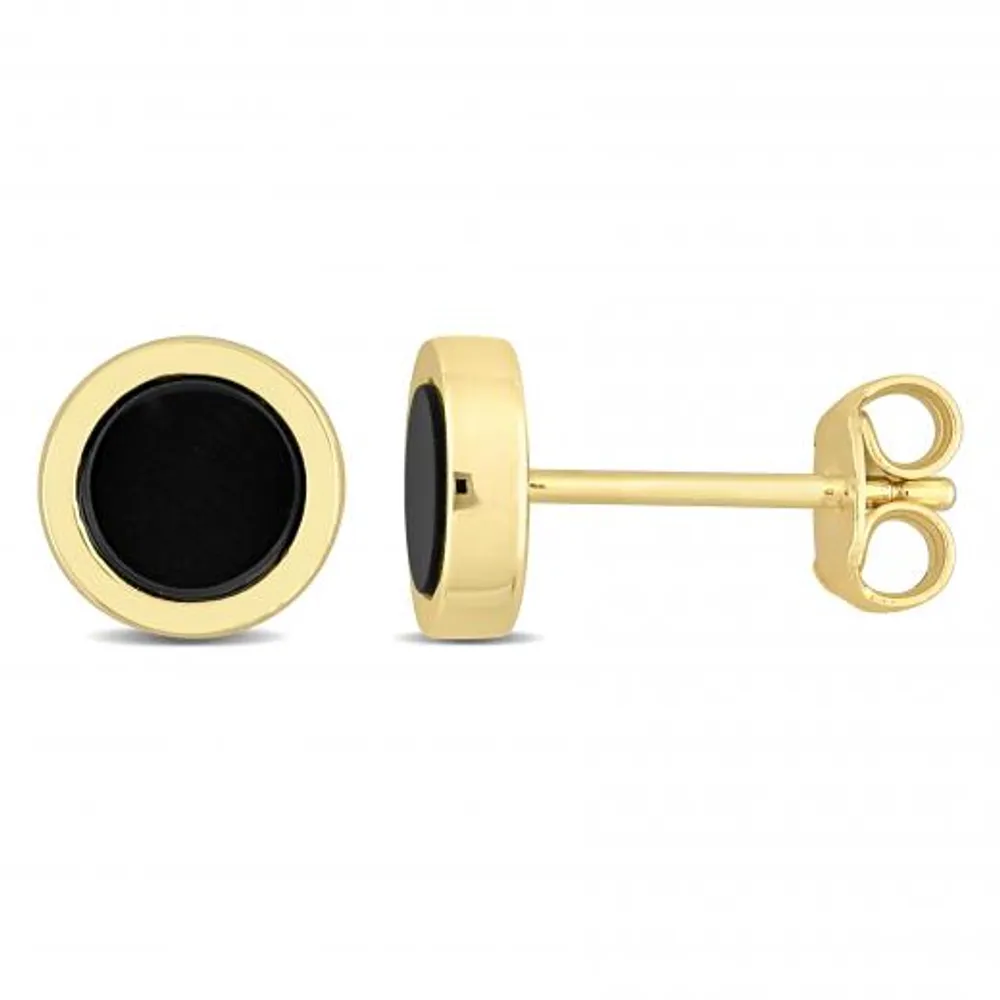 Julianna B Yellow Plated Sterling Silver Black Onyx Fashion Post Earrings