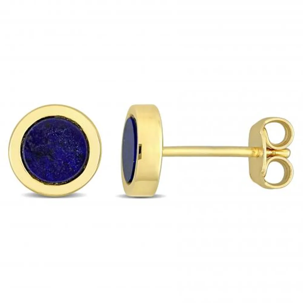 Julianna B Yellow Plated Sterling Silver Lapis Fashion Post Earrings