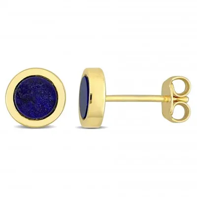 Julianna B Yellow Plated Sterling Silver Lapis Fashion Post Earrings