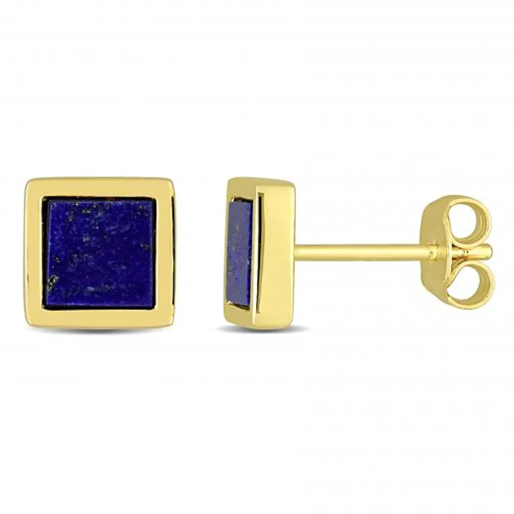 Julianna B Yellow Plated Sterling Silver Lapis Fashion Post Earrings