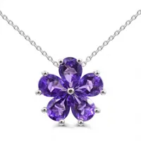 Sterling Silver Amethyst Flower Necklace