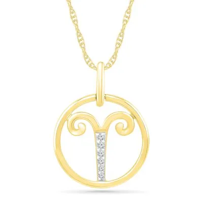 10K Yellow Gold Aries Diamond Pendant