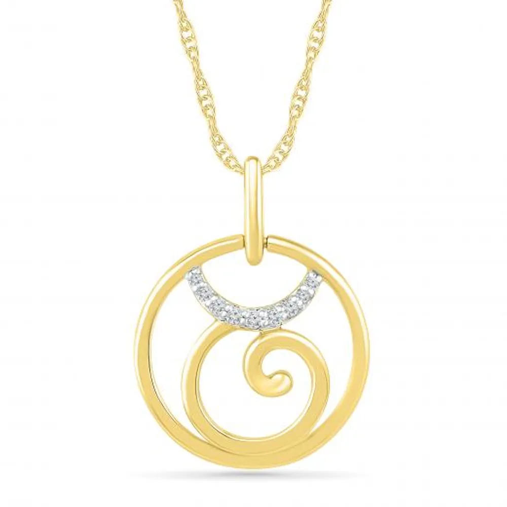 10K Yellow Gold Taurus Diamond Pendant