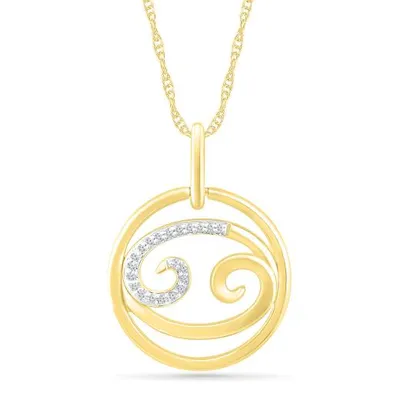 10K Yellow Gold Cancer Diamond Pendant