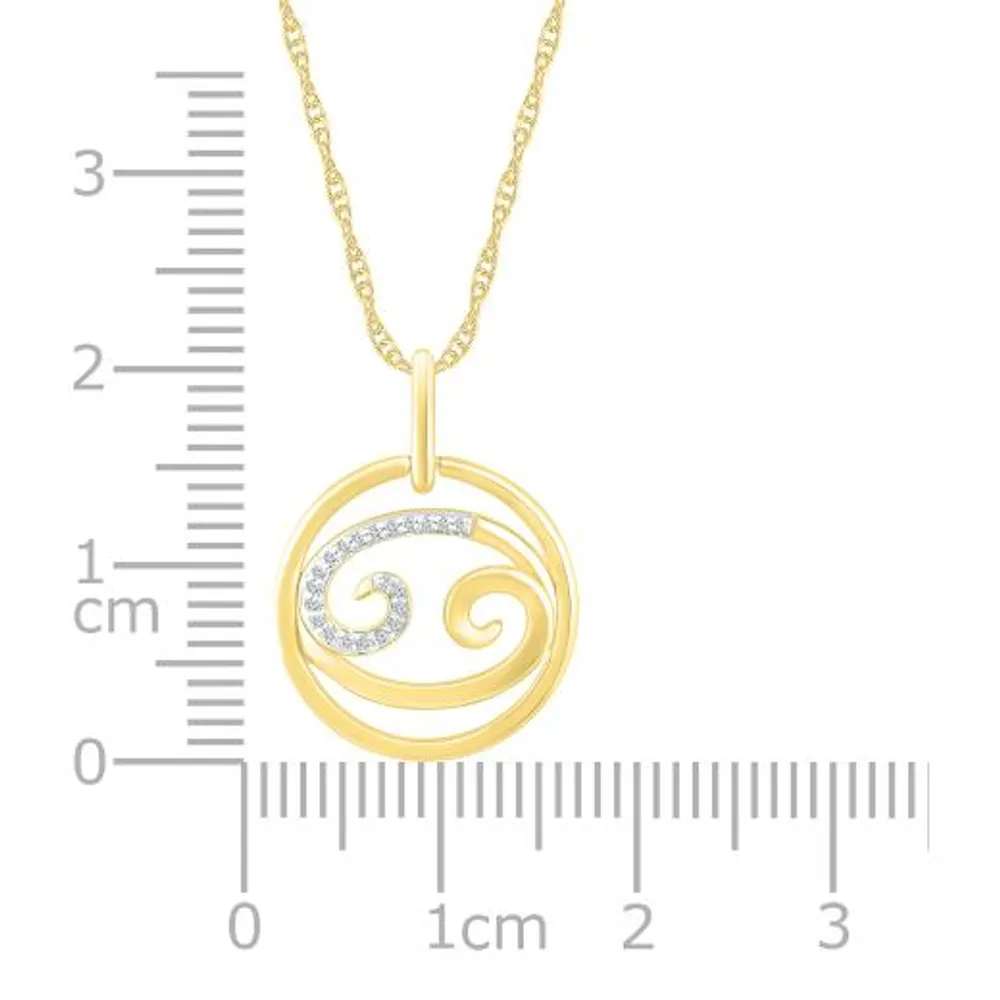 10K Yellow Gold Cancer Diamond Pendant