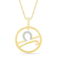 10K Yellow Gold Libra Diamond Pendant