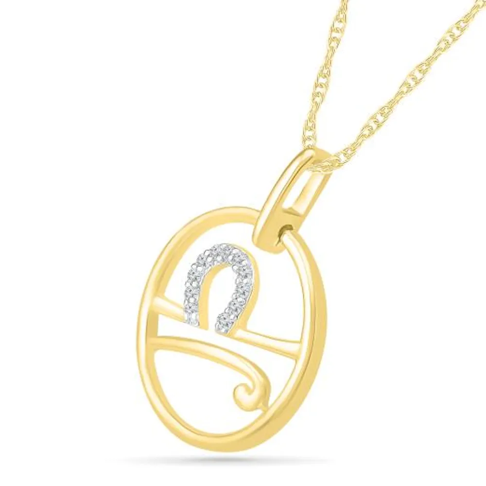 10K Yellow Gold Libra Diamond Pendant