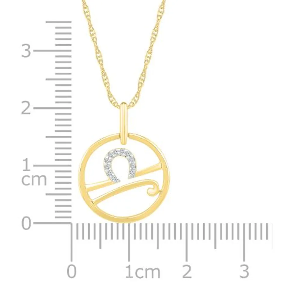 10K Yellow Gold Libra Diamond Pendant