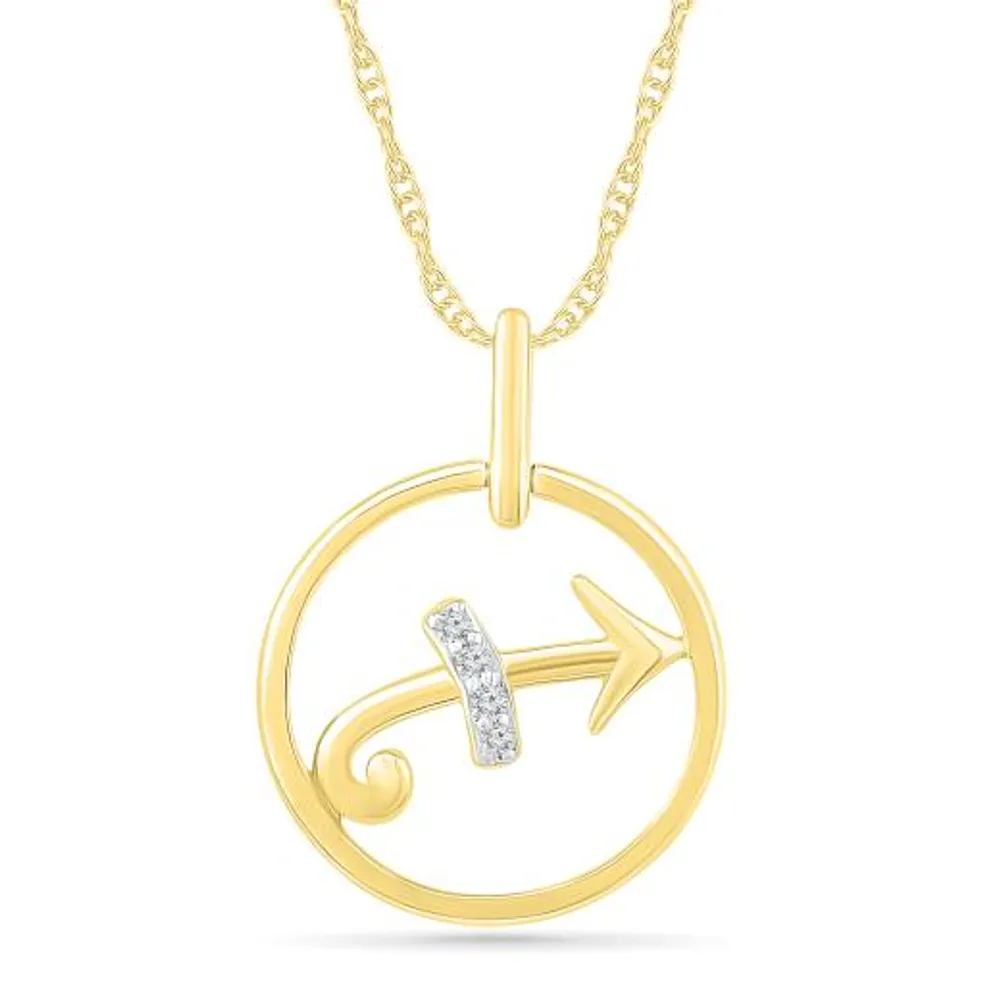 10K Yellow Gold Sagittarius Diamond Pendant