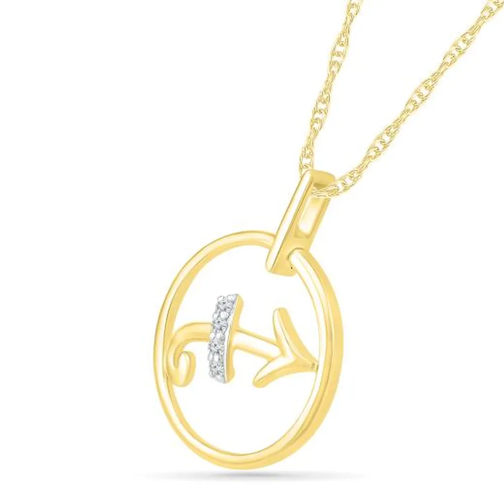 10K Yellow Gold Sagittarius Diamond Pendant