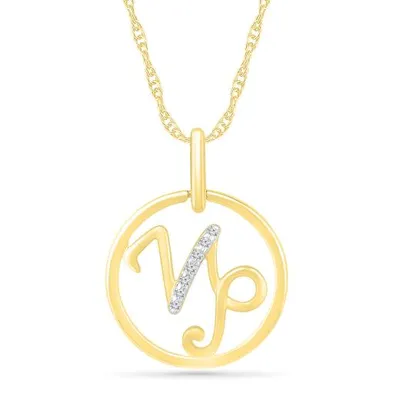 10K Yellow Gold Capricorn Diamond Pendant