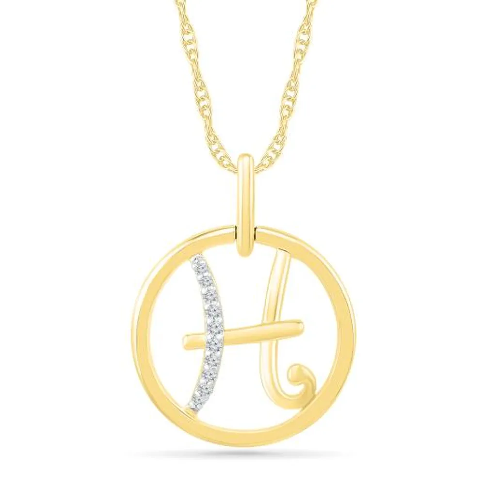 10K Yellow Gold Pisces Diamond Pendant